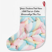 Eigen Tekst. Sweet Treats Pastel Kawaii Snoep Grote Kerstsok (Achterkant)