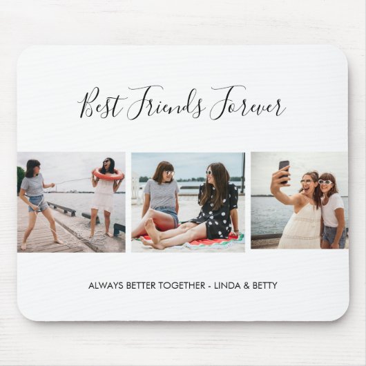 Eigen tekst toevoegen Aangepast 3 Fotocollage Mous Muismat (Voorkant)