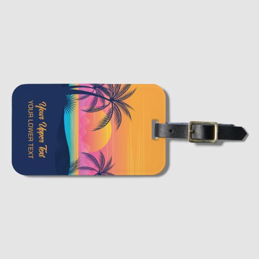 Eigen tekst Tropische Island Sunset Bagagelabel (Voorkant (horizontaal))