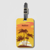 Eigen tekst Tropische Island Sunset Bagagelabel (Voorkant (verticaal))