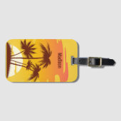 Eigen tekst Tropische Island Sunset Bagagelabel (Voorkant (horizontaal))