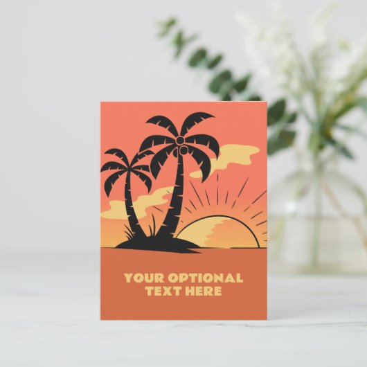 Eigen tekst Tropische Island Sunset Briefkaart (Staand voorkant)