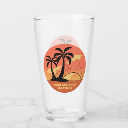 Eigen tekst Tropische Island Sunset Glas (Achterkant)
