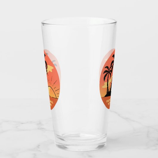 Eigen tekst Tropische Island Sunset Glas (Links)