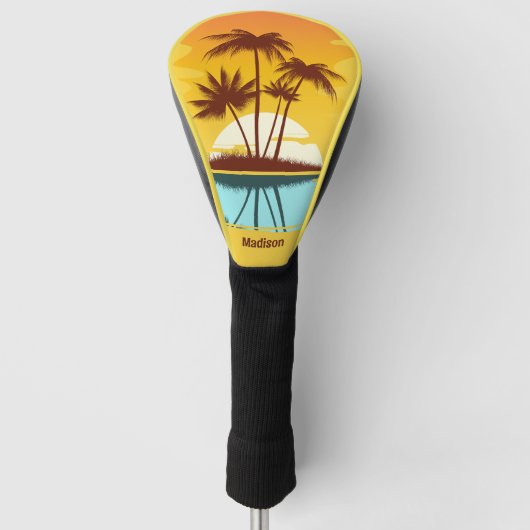 Eigen tekst Tropische Island Sunset Golfheadcover (Voorkant)