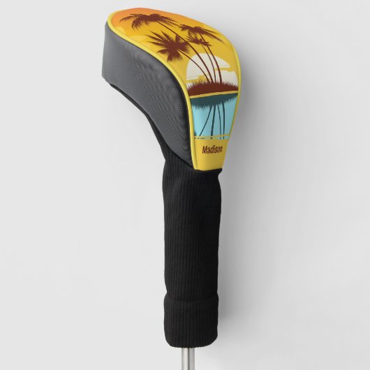 Eigen tekst Tropische Island Sunset Golfheadcover (Schuin)