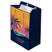 Eigen tekst Tropische Island Sunset Medium Cadeauzakje (Voorkant Gekanteld)