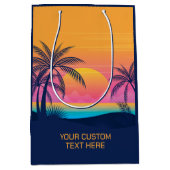Eigen tekst Tropische Island Sunset Medium Cadeauzakje (Voorkant)