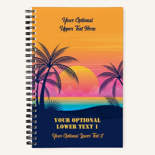 Eigen tekst Tropische Island Sunset Notitieboek (Voorkant)