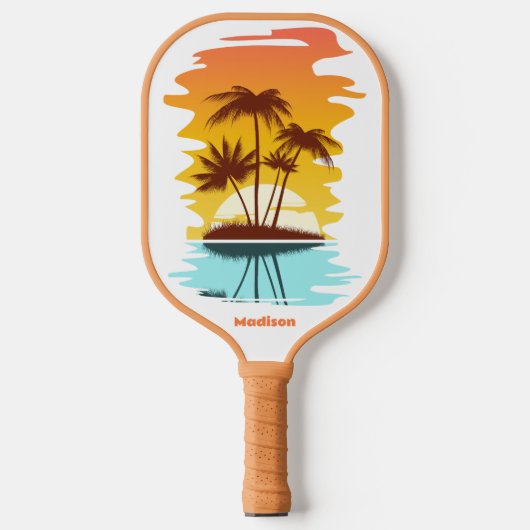 Eigen tekst Tropische Island Sunset Pickleball Paddle (Voorkant)