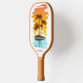 Eigen tekst Tropische Island Sunset Pickleball Paddle (Links)