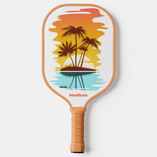 Eigen tekst Tropische Island Sunset Pickleball Paddle (Achterkant)