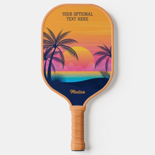 Eigen tekst Tropische Island Sunset Pickleball Paddle (Voorkant)