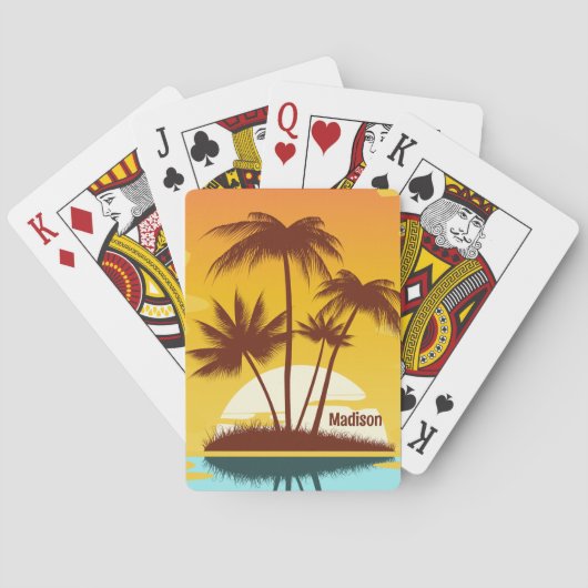 Eigen tekst Tropische Island Sunset Pokerkaarten (Achterkant)
