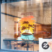 Eigen tekst Tropische Island Sunset Raamsticker (Cafe Raam)