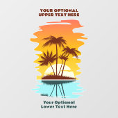 Eigen tekst Tropische Island Sunset Raamsticker (Vel)