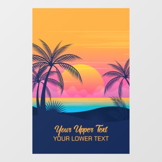 Eigen tekst Tropische Island Sunset Raamsticker (Vel)