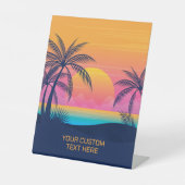 Eigen tekst Tropische Island Sunset Reclamebord Met Voetstuk (Voorkant)