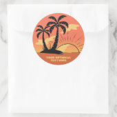 Eigen tekst Tropische Island Sunset Ronde Sticker (Tas)