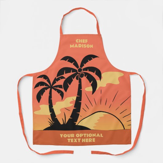 Eigen tekst Tropische Island Sunset Schort (Voorkant)