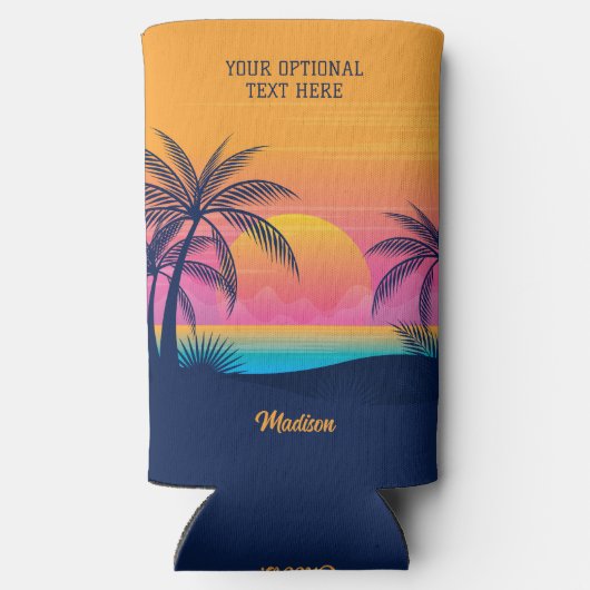 Eigen tekst Tropische Island Sunset Seltzer Blikjeskoeler (Achterkant)