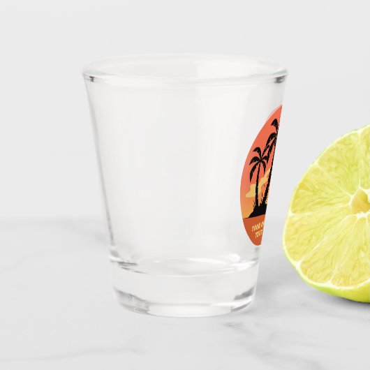 Eigen tekst Tropische Island Sunset Shot Glas (Links)