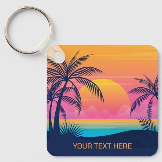 Eigen tekst Tropische Island Sunset Sleutelhanger (Voorkant)