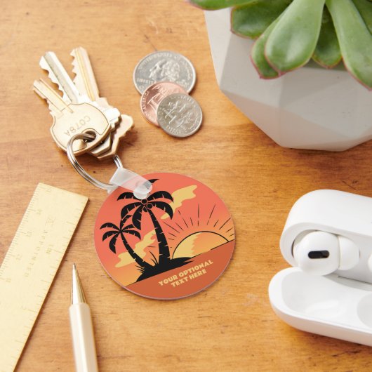 Eigen tekst Tropische Island Sunset Sleutelhanger (Bureau)