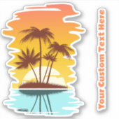 Eigen tekst Tropische Island Sunset Sticker (Voorkant)