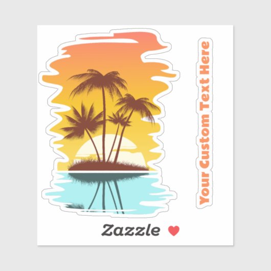 Eigen tekst Tropische Island Sunset Sticker (Vel)