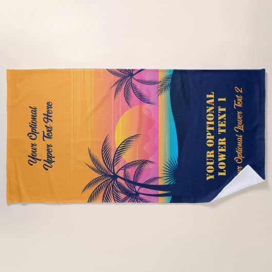 Eigen tekst Tropische Island Sunset Strandlaken (Voorkant)