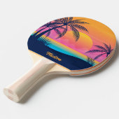 Eigen tekst Tropische Island Sunset Tafeltennisbatje (Voorkant Gekanteld)