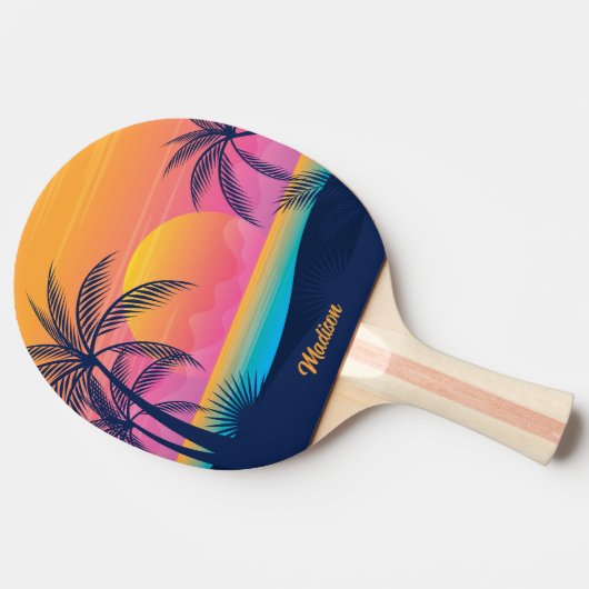 Eigen tekst Tropische Island Sunset Tafeltennisbatje (Zijkant)