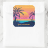 Eigen tekst Tropische Island Sunset Vierkante Sticker (Tas)