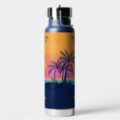 Eigen tekst Tropische Island Sunset Waterfles (Links)