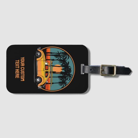 Eigen tekst Tropische Surfer Sunset Bagagelabel (Voorkant (horizontaal))