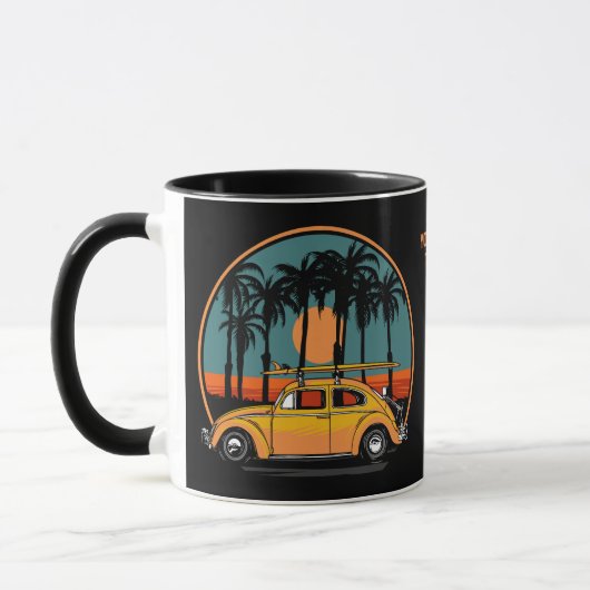 Eigen tekst Tropische Surfer Sunset Mok (Links)