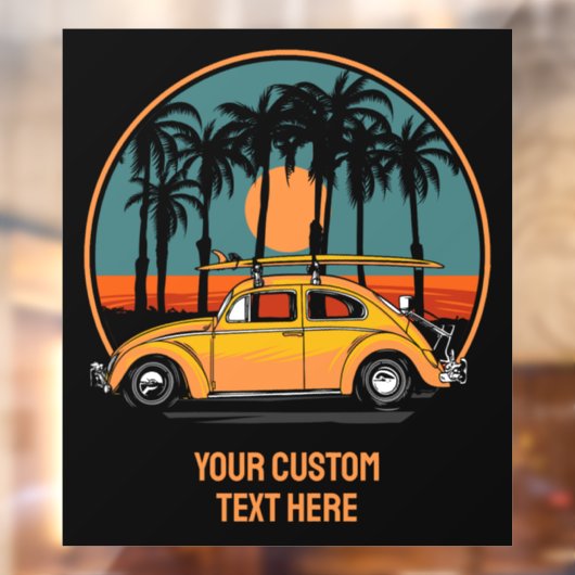 Eigen tekst Tropische Surfer Sunset Raamsticker (Vel 2)