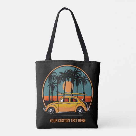 Eigen tekst Tropische Surfer Sunset Tote Bag (Achterkant)