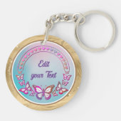 Eigen tekst, vlinders en hartenliefdesmonogram sleutelhanger (Achterkant)