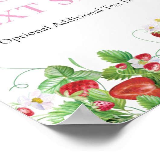 Eigen Tekst | Zoet Baby shower van aardbeienbessen Poster (Hoek)