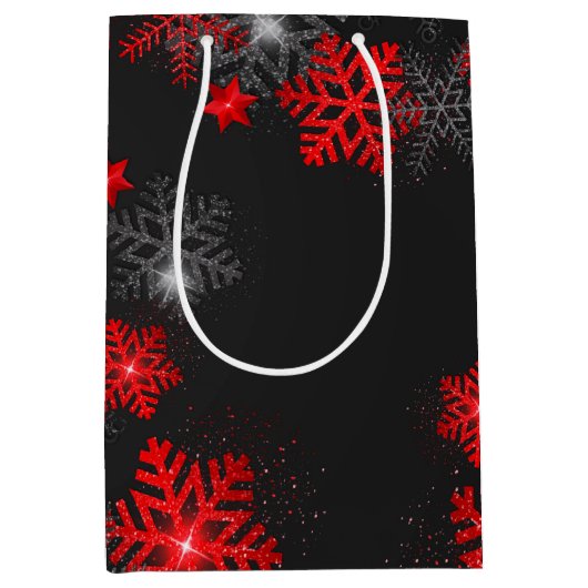 Eigen tekst zwart rood thema Nieuwjaar Medium Cadeauzakje (Voorkant)