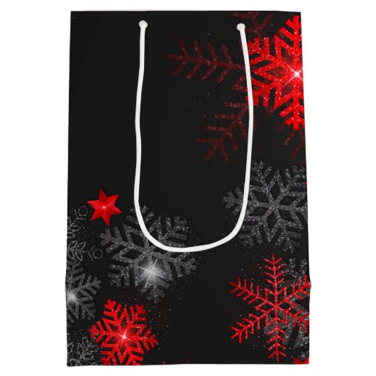 Eigen tekst zwart rood thema Nieuwjaar Medium Cadeauzakje (Achterkant)