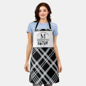 Eigen Tekst | Zwart-wit Buffalo Plaid Monogram Schort (Gedragen)