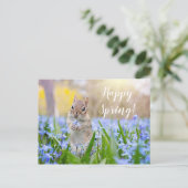 Eigen teksteekhoorn in wilde bloemen Happy Spring Briefkaart (Staand voorkant)