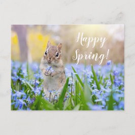 Eigen teksteekhoorn in wilde bloemen Happy Spring Briefkaart