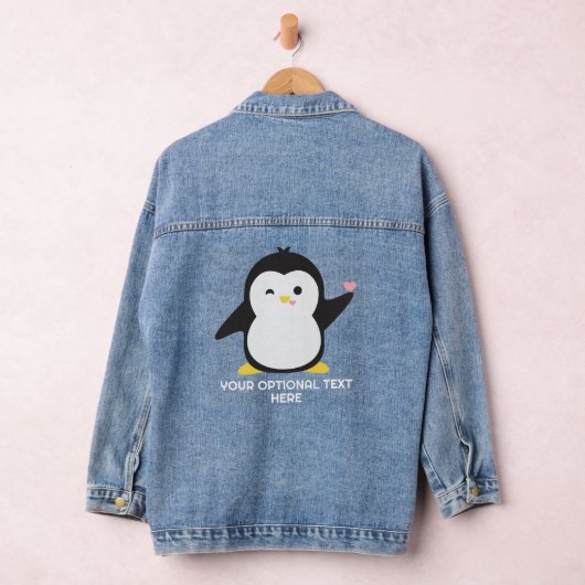 Eigen tekstklare pinguïn denim jacket (Hangar)