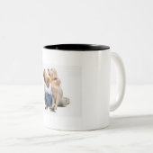 Eigen tekstscript 3 Fotocollage DOG en GIRL toevoe Tweekleurige Koffiemok (Voorkant rechts)