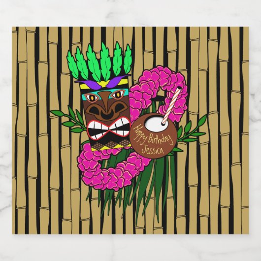 Eigen thema Luau Birthday Sparkling Wijnetiket (Enkel label)