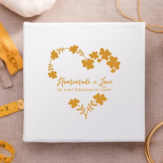 Eigen thuisproduct met liefdesquote bloemen hart rubberstempel